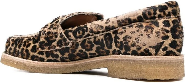 Brown Jerry Leopard-Print Leather Loafers - Image 3