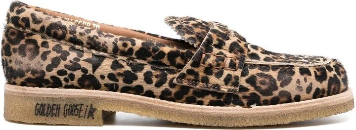 Brown Jerry Leopard-Print Leather Loafers
