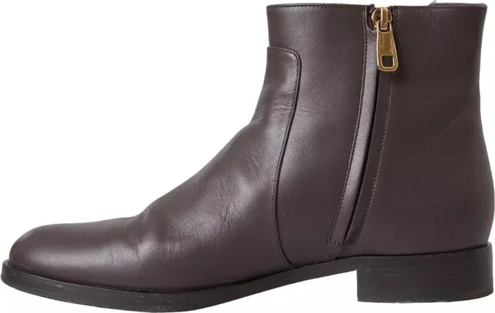 Brown Leather AMORE Flats Ankle Boots Women's Shoes (Pre-Owned) - Image 6