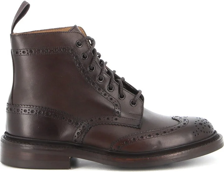 Brown Leather Ankle Boot With Brogue Detailing