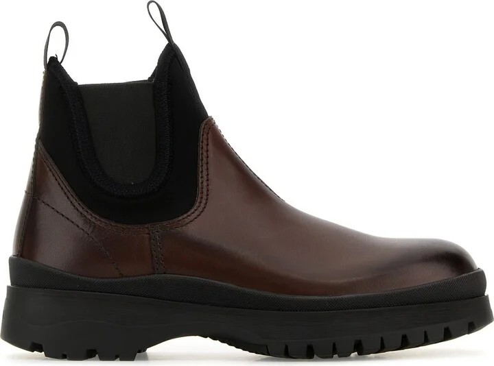 Brown leather ankle boots
