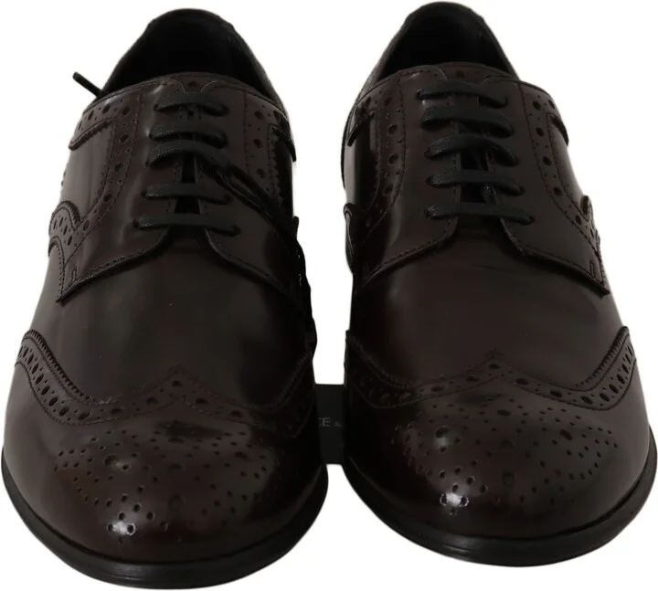 Brown Leather Broques Oxford Wingtip Women's Shoes - Image 2