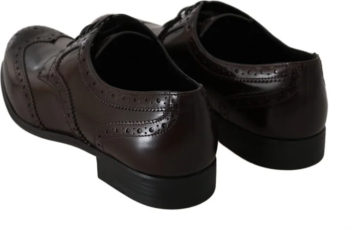 Brown Leather Broques Oxford Wingtip Women's Shoes - Image 4