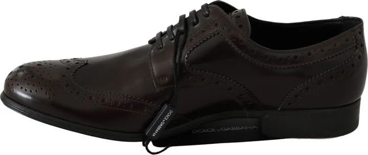 Brown Leather Broques Oxford Wingtip Women's Shoes - Image 5