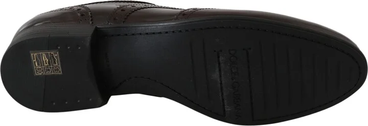Brown Leather Broques Oxford Wingtip Women's Shoes - Image 6