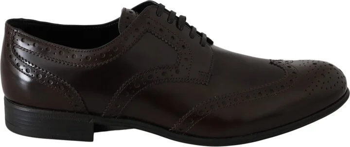 Brown Leather Broques Oxford Wingtip Women's Shoes