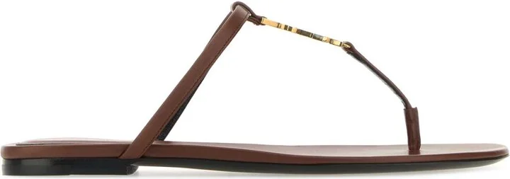 Brown leather Cassandre thong slippers