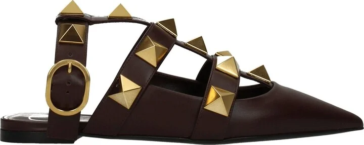 Brown Leather Flat Women's Sandals