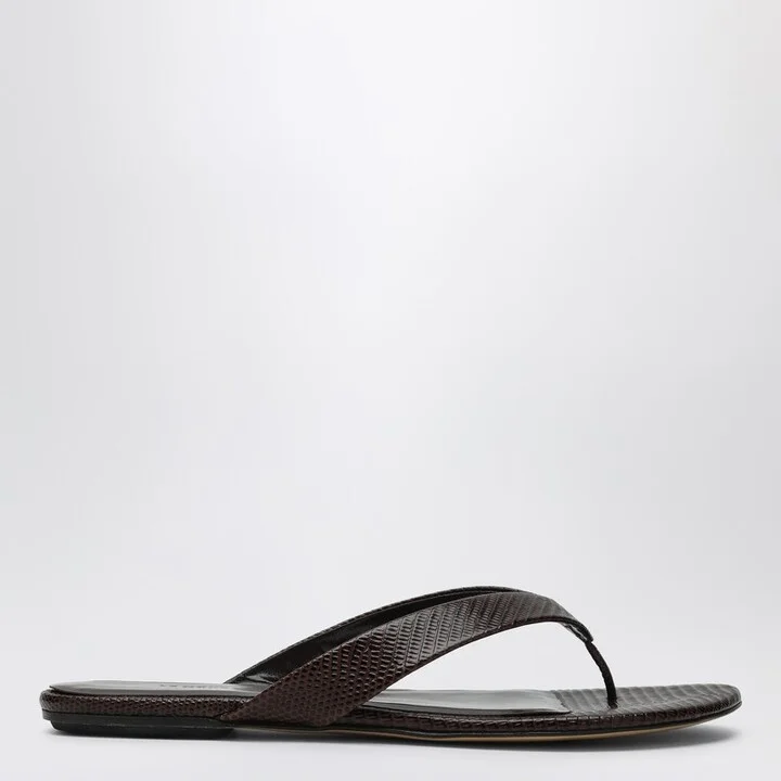 Brown leather flip-flops