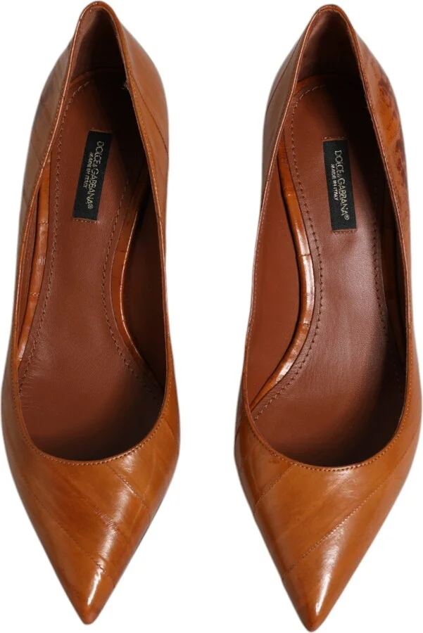Brown Leather Kitten Heels Pumps Women's Shoes (Pre-Owned) - Image 3