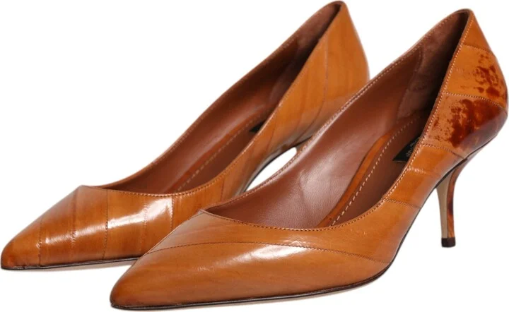 Brown Leather Kitten Heels Pumps Women's Shoes (Pre-Owned) - Image 4
