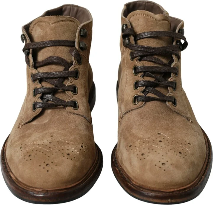 Brown Leather Lace Up Ankle Boots Men's Shoes - Image 2