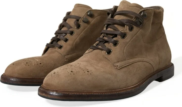 Brown Leather Lace Up Ankle Boots Men's Shoes - Image 3