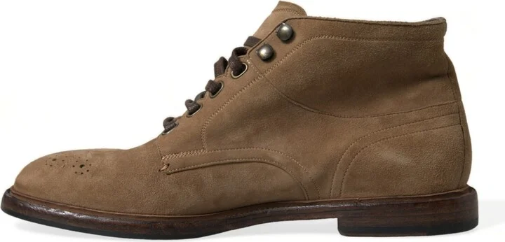 Brown Leather Lace Up Ankle Boots Men's Shoes - Image 5