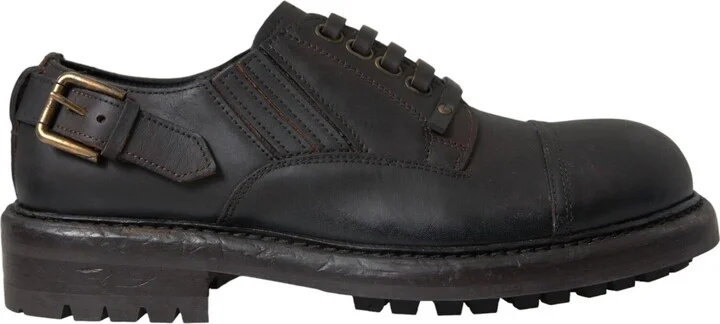 Brown Leather Lace Up Derby Dress Men's Shoes