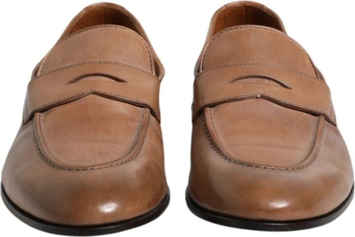 Brown Leather Loafer Dress Men's Shoes (Pre-Owned) - Image 2