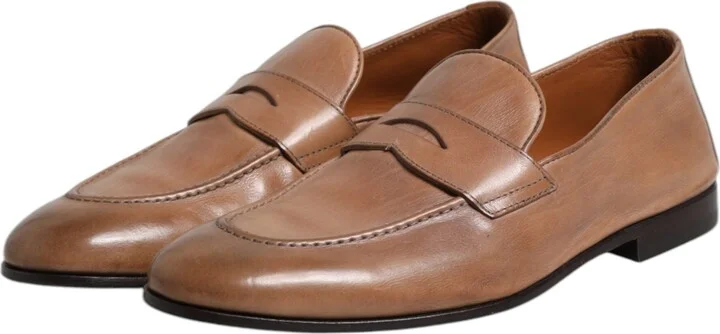 Brown Leather Loafer Dress Men's Shoes (Pre-Owned) - Image 4