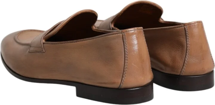 Brown Leather Loafer Dress Men's Shoes (Pre-Owned) - Image 5