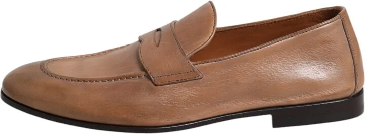 Brown Leather Loafer Dress Men's Shoes (Pre-Owned) - Image 6