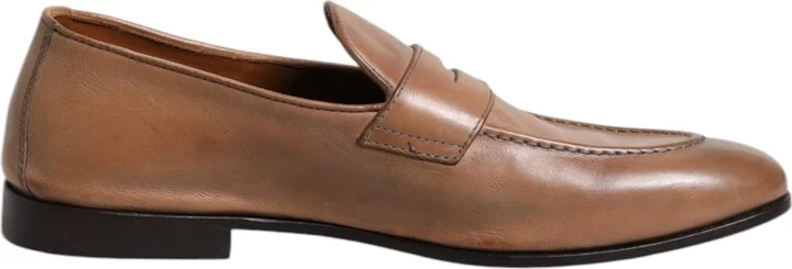 Brown Leather Loafer Dress Men's Shoes (Pre-Owned)