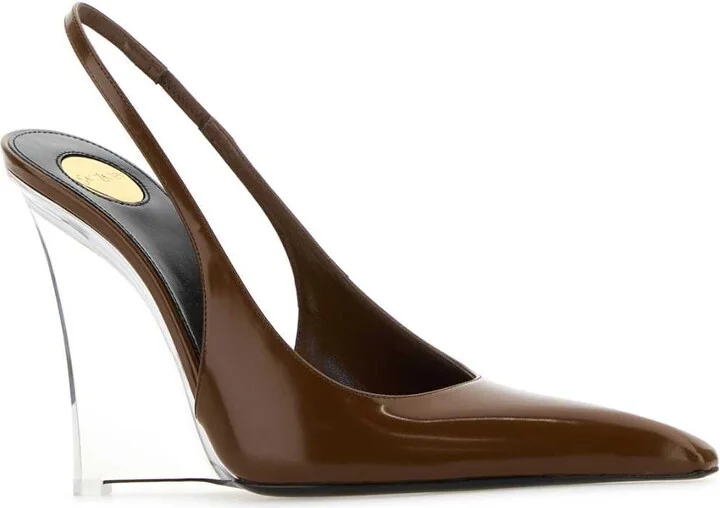 Brown Leather Miller Wedges - Image 2