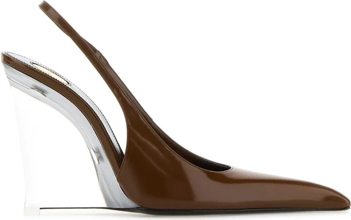 Brown Leather Miller Wedges