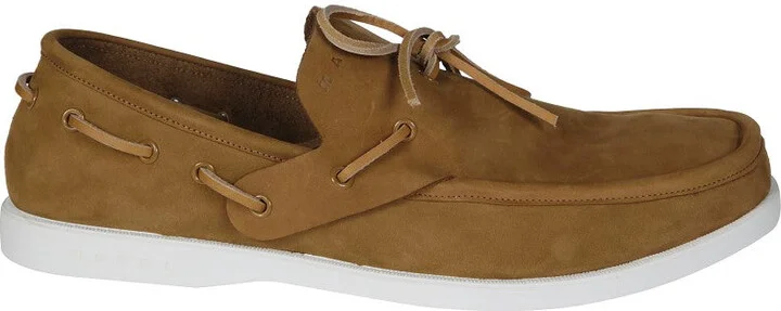 Brown Leather Mocassini With Lacing Detail