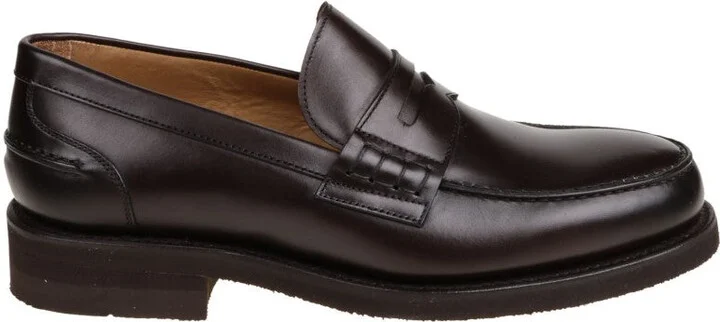 Brown Leather Moccasin Loafers With Refined Stitching