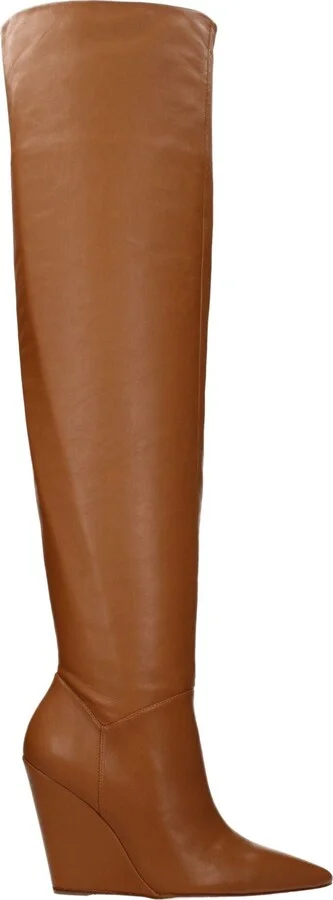 Brown Leather Over The Women's Knee