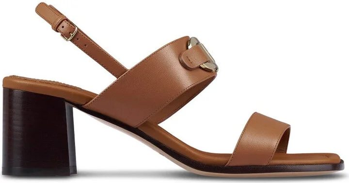 Brown Leather Sandals With Buckle Detail