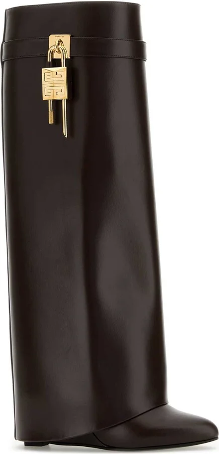 Brown Leather Shark Lock Boots - Image 2