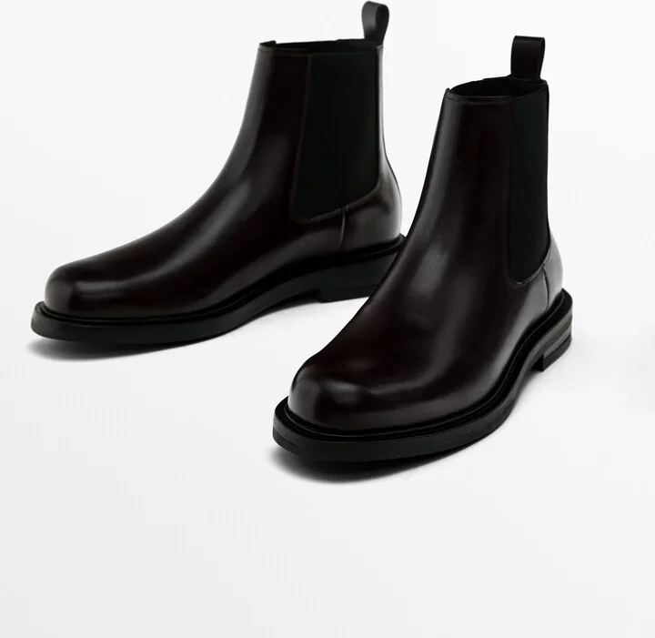 Brown Leather Sock Ankle Boots - Image 3