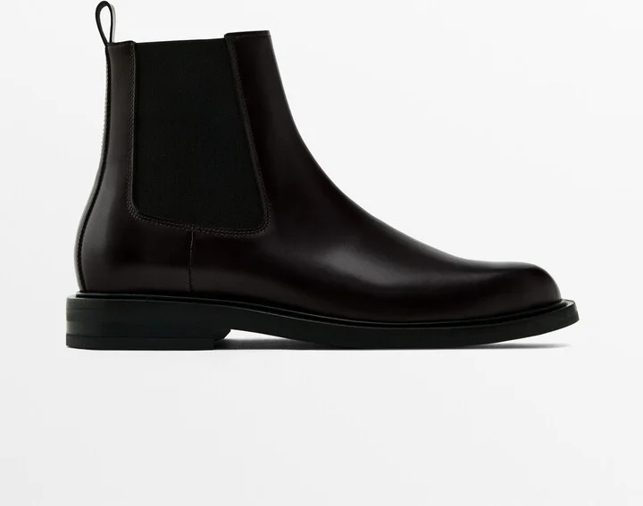 Brown Leather Sock Ankle Boots