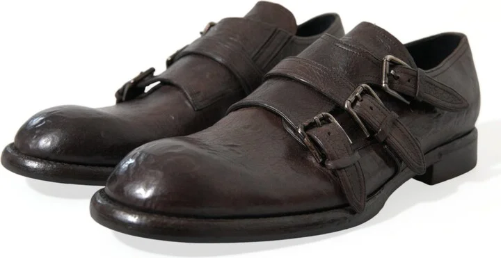 Brown Leather Strap Formal Dress Men's Shoes - Image 3