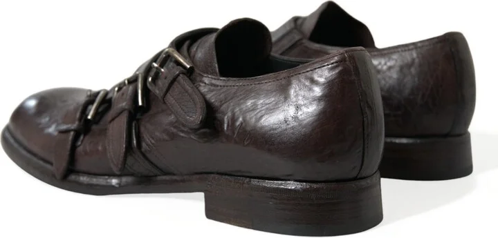 Brown Leather Strap Formal Dress Men's Shoes - Image 4