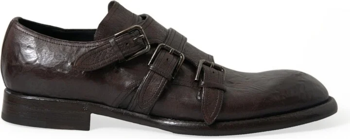 Brown Leather Strap Formal Dress Men's Shoes