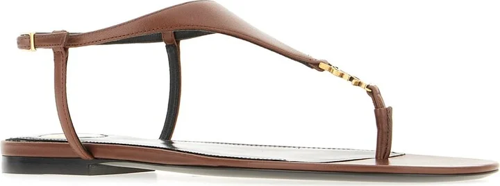 Brown Leather Thong Sandals - Image 2