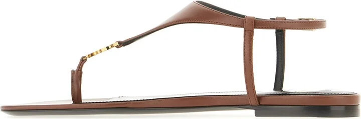 Brown Leather Thong Sandals - Image 3