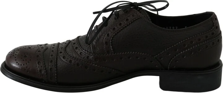 Brown Leather Wingtip Derby Formal Men's Shoes - Image 2