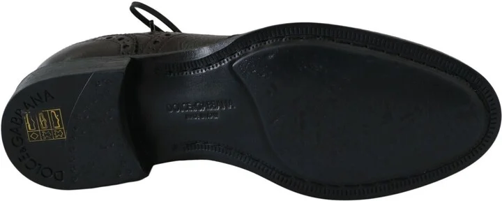Brown Leather Wingtip Derby Formal Men's Shoes - Image 3