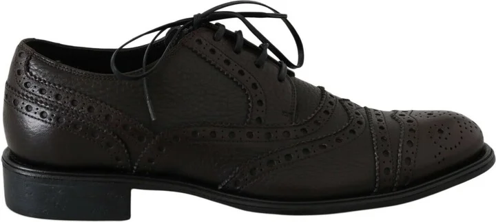 Brown Leather Wingtip Derby Formal Men's Shoes