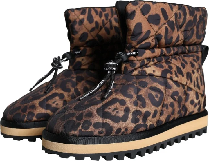Brown Leopard Ankle Boots Padded Men's Shoes - Image 3