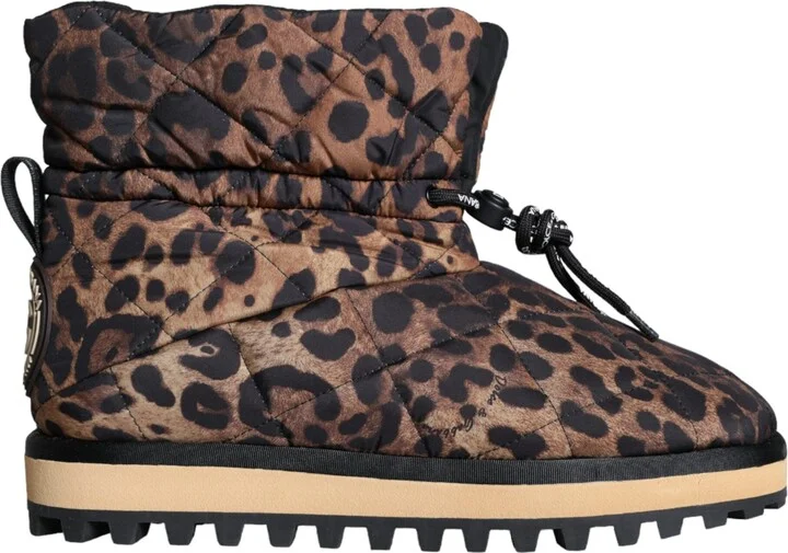 Brown Leopard Ankle Boots Padded Men's Shoes