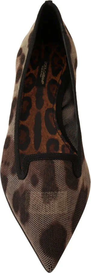 Brown Leopard Ballerina Flat Loafers Women's Shoes - Image 4