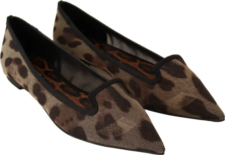 Brown Leopard Ballerina Flat Loafers Women's Shoes - Image 6