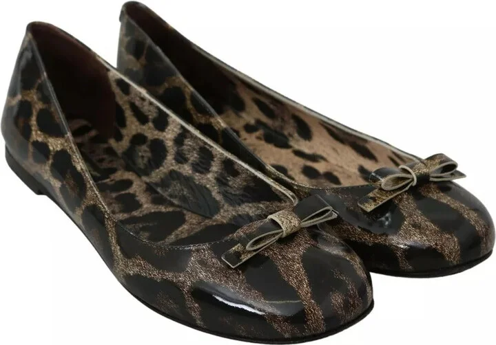 Brown Leopard Ballerina Flats Leather Women's Shoes (Pre-Owned) - Image 3