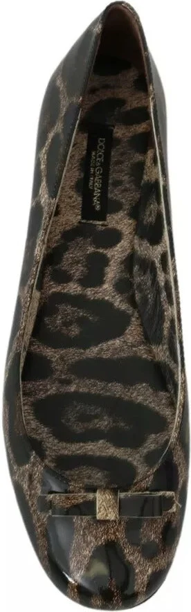 Brown Leopard Ballerina Flats Leather Women's Shoes (Pre-Owned) - Image 5