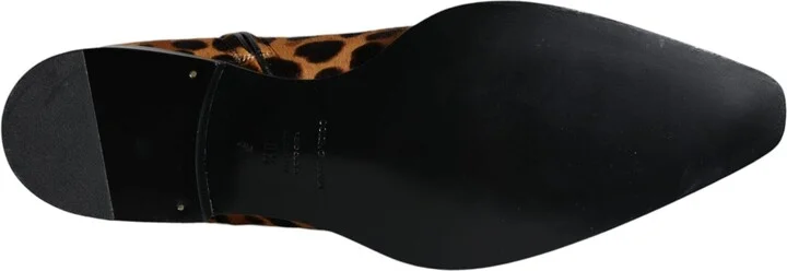 Brown Leopard Calf Fur Ankle Boots Women's Shoes - Image 6