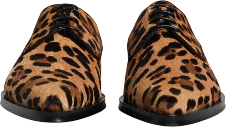 Brown Leopard Derby Formal Men Dress Men's Shoes - Image 2