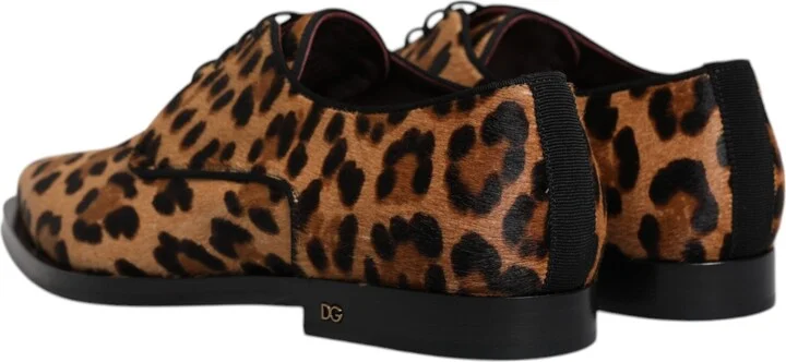 Brown Leopard Derby Formal Men Dress Men's Shoes - Image 5